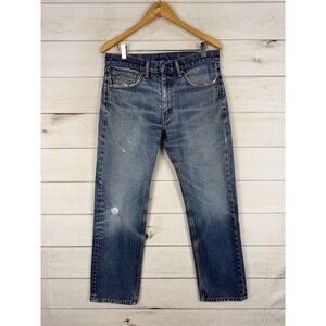 Levi's 505 Jeans Mens 32x30 Blue Denim Straight Leg Distressed Faded Grunge